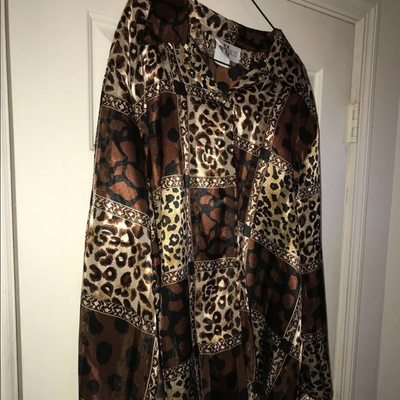 Studio C II Women's Plus Size 22 Multi Animal Print Shirt Blouse Button Front - Picture 2 of 5